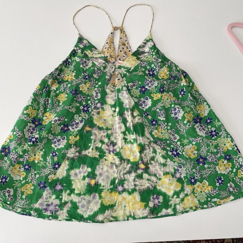 Vintage Rebecca Taylor Y2K Fairy Silk Tank Top Cami Kelly Green Yellow Boho 2 - Picture 3 of 12
